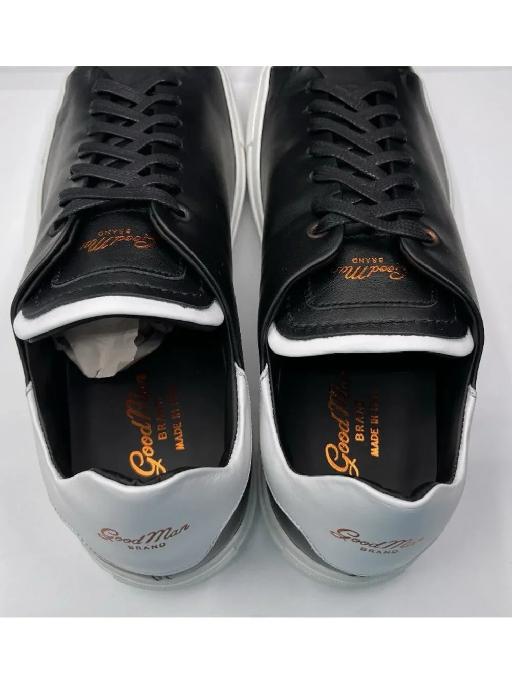 Good Man Brand Shoes Mens‎ Size 8 Black Leather Low Top Sneakers Legend Z Italy